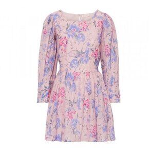 LoveShackFancy Ross Dress Floral Print Long Sleeve Mini Dress Pink Size 2